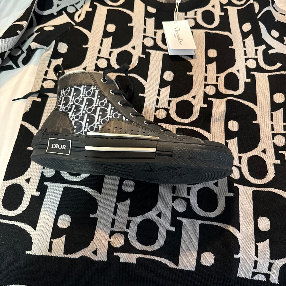 Dior, sweater and shoes